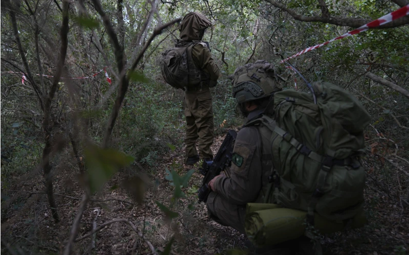 Israeli soldiers are seen during a ground operation in southern Lebanon, near the border with Israel, Sunday, Oct. 13, 2024. 

